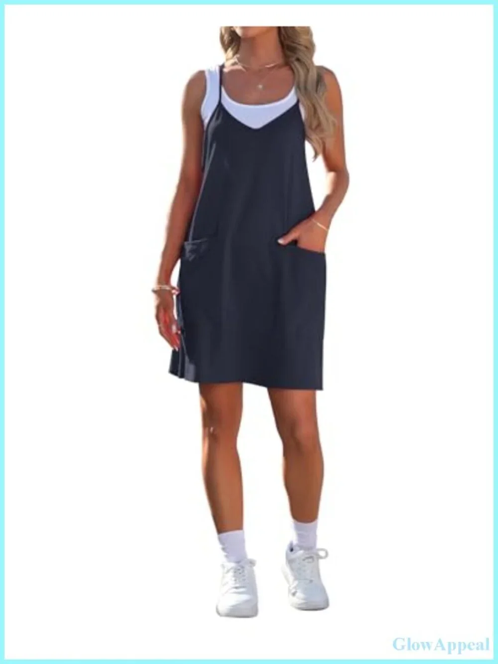Sleeveless Spaghetti Strap Mini Dress with Pockets